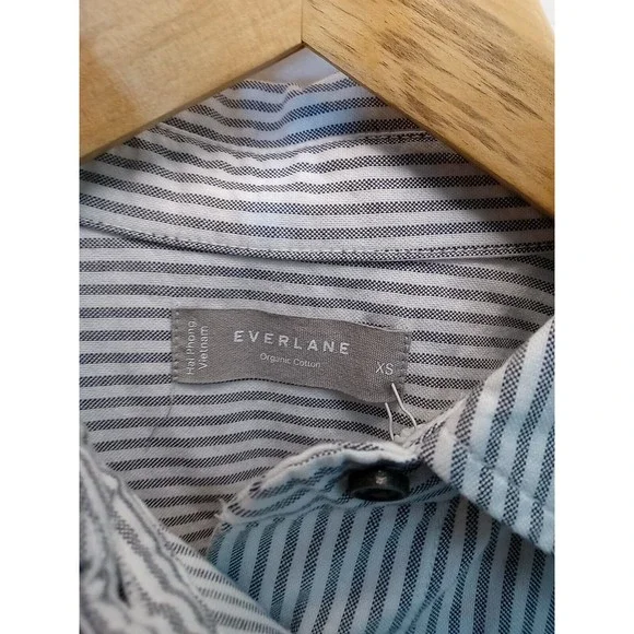 NWT Everlane Gray & White Oxford Shirt Dress Belted Organic Cotton Size XS - Picture 8 of 16